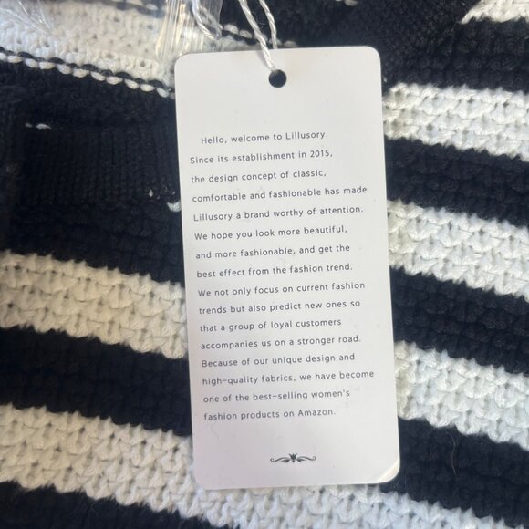 Lillusory Striped Cardigan Sweater Womans Small Black White New Winter Fall - Picture 9 of 9
